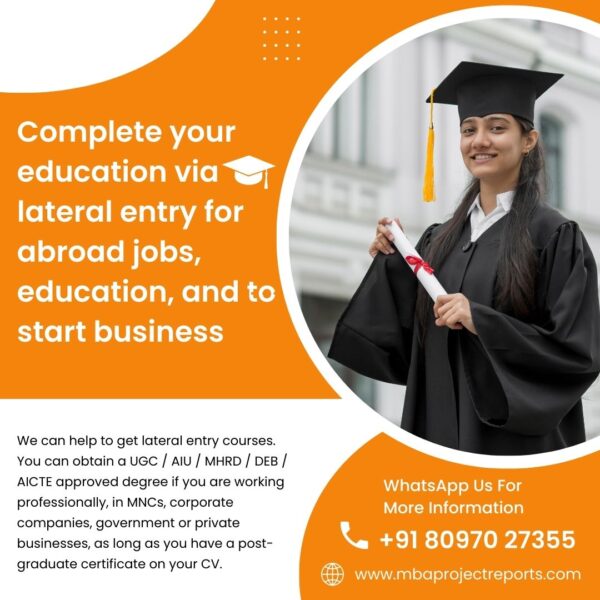 Complete Your Education Via Lateral Entry MBA Project Report Mumbai